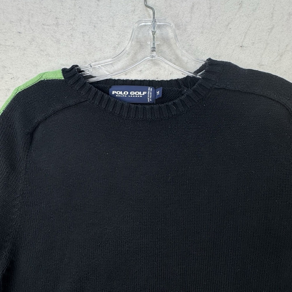 Polo Golf Ralph Lauren Cable Knit Sweater Medium Black Green Preppy Cashmere - Picture 5 of 11